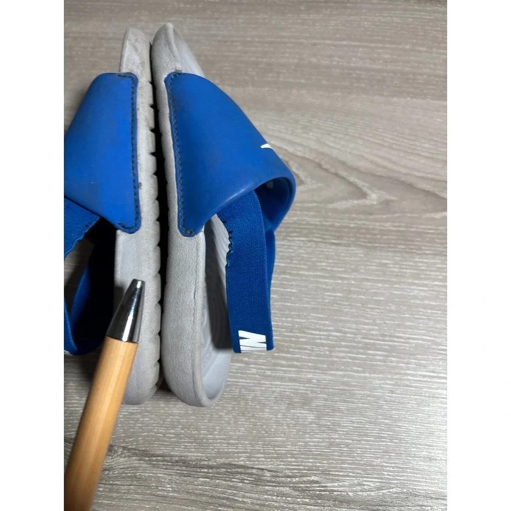 Nike Kawa Slide Toddler Boys Blue White Sandals Elastic Heel Strap Size 7C